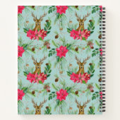 Rood Groen Poinsettia Krans Antler Kerstmis Notitieboek (Achterkant)