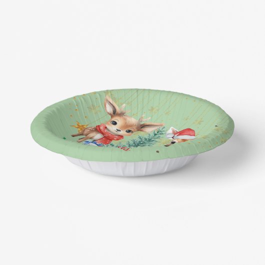 Rood Groen rendier Santa Vrolijk Kerstfeest Papieren Kommen (Gebogen)