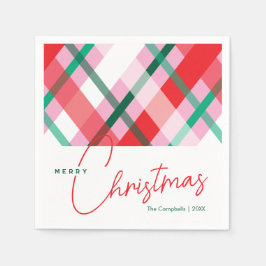 Rood Groen Roze Kerst Geplaagd Papier Servet
