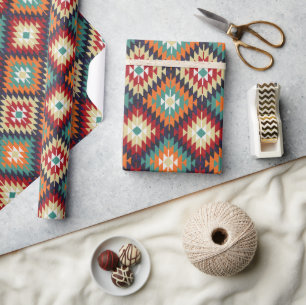 Rood Groen Sinaasappel Geel Zwart Wit Oosters Kili Cadeaupapier