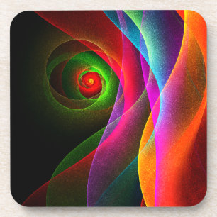 Rood Groen Sinaasappel Modern Abstract Kunstpatroo Bier Onderzetter