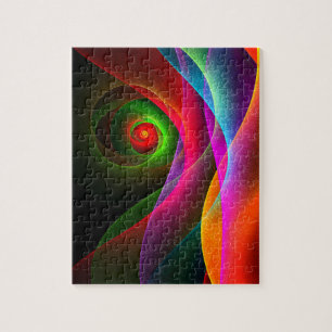 Rood Groen Sinaasappel Modern Abstract Kunstpatroo Legpuzzel