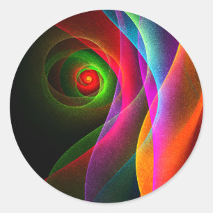 Rood Groen Sinaasappel Modern Abstract Kunstpatroo Ronde Sticker