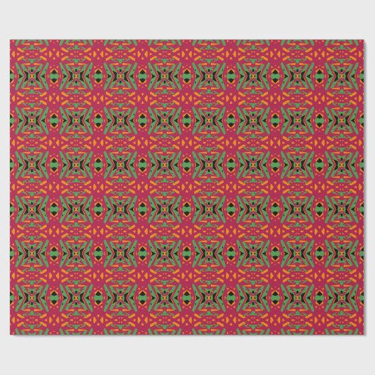 Rood Groen Sinaasappel Zwart Cross Deco Patroon Gi Cadeaupapier (Vlak)