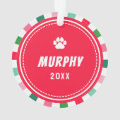 Rood Groen Starburst Stripes Hond Kerstmis Ornament (achterkant)
