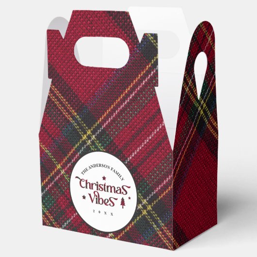 Rood & Groen Tartan: Nostalgische Kerstvibes Bedankdoosjes (Geopend)