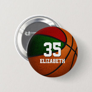 Rood groen team kleuren basketbal meisje jongen na ronde button 5,7 cm