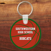 Rood groen team kleuren bulk of enkele basketbal sleutelhanger (Achterkant)