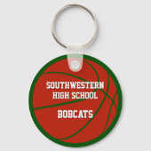 Rood groen team kleuren bulk of enkele basketbal sleutelhanger (Achterkant)