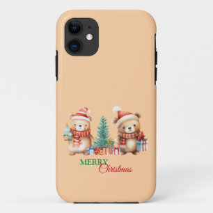 Rood Groen Teddybeer Santa Vrolijk Kerstfeest iPhone 11 Hoesje