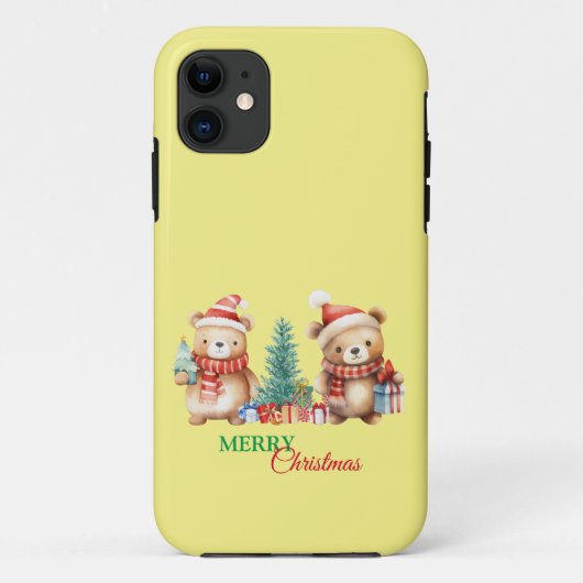 Rood Groen Teddybeer Santa Vrolijk Kerstfeest Case-Mate iPhone Case (Achterkant)
