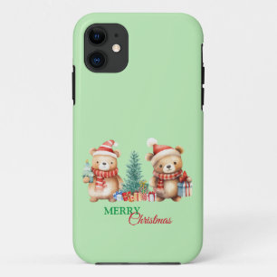 Rood Groen Teddybeer Santa Vrolijk Kerstfeest iPhone 11 Hoesje