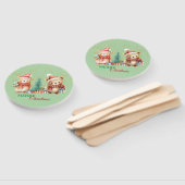 Rood Groen Teddybeer Santa Vrolijk Kerstfeest Handwaaier (Niet-gemonteerd)