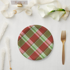 Rood Groen Traditionele Geplakte Kerstvakantie Papieren Bordje