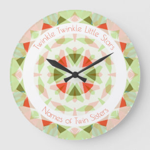 Rood Groen Twinkle Little Star Twin Meisjes Kweker Grote Klok