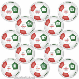 rood groen voetbalteam 13 individueel gepersonalis sticker