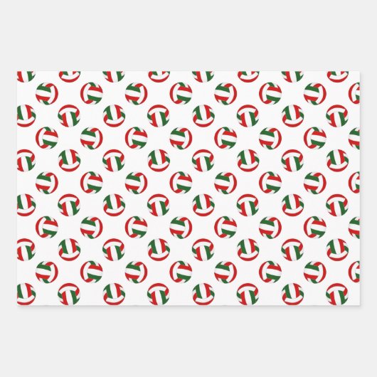 Rood Groen Volleyballen Team Viering Verjaardag Inpakpapier Vel (Voorkant 3)