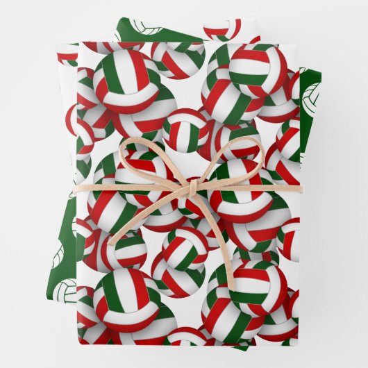 Rood Groen Volleyballen Team Viering Verjaardag Inpakpapier Vel (In situ)