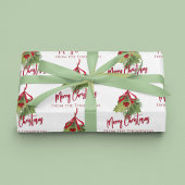 Rood Groen Vrolijk Kerstmis Custom Inpakpapier Vel