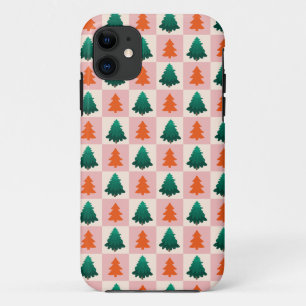 Rood Groen waterverf Vrolijk kerstboompatroon iPhone 11 Hoesje