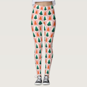 Rood Groen waterverf Vrolijk kerstboompatroon Leggings