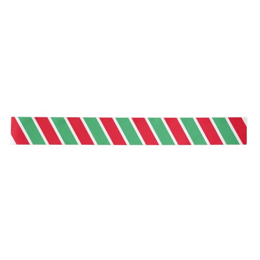 Rood Groen & Wit Diagonaal Gestreept Kerstmis Lint (Voorkant)