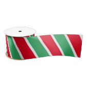 Rood Groen & Wit Diagonaal Gestreept Kerstmis Lint (Spoel)