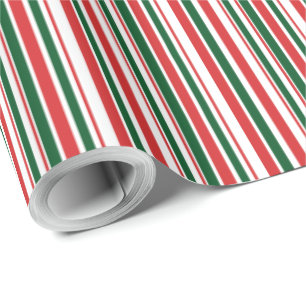 Rood Groen Wit Dunne Strepen Cadeaupapier