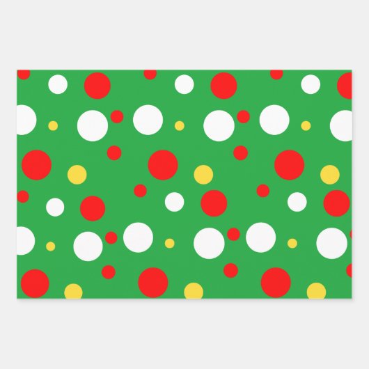 Rood Groen Wit Geel Polka Dot Inpakpapier Vel (Voorkant 2)