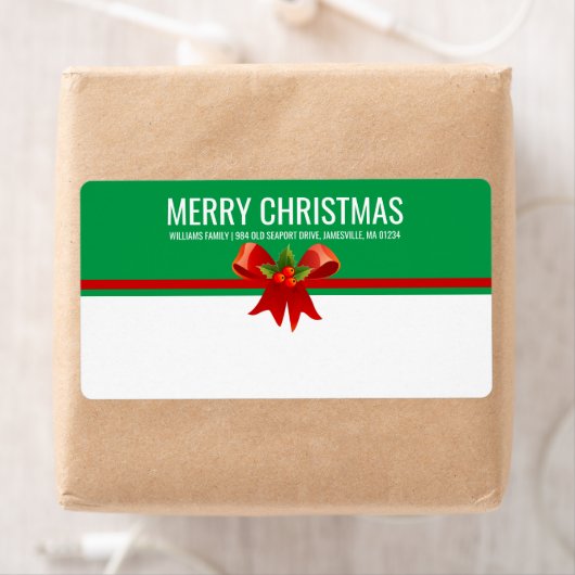 Rood Groen & Wit Kerstmis Verzendlabel (Insitu)