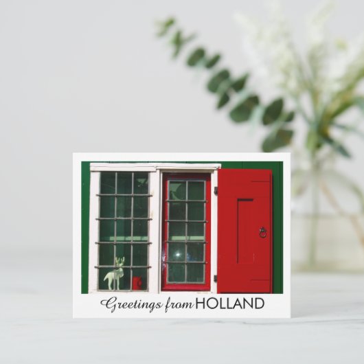 rood groen wit Nederlands venster Foto Feestdagenkaart (Staand voorkant)