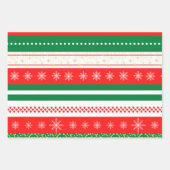 Rood Groen Wit Strepen en Gouden Sterren Inpakpapier Vel (Voorkant 2)