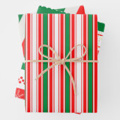 Rood Groen Wit Strepen en Gouden Sterren Inpakpapier Vel (In situ)