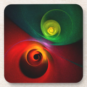 Rood Groen Yin Yang Modern Abstract Kunstpatroon # Bier Onderzetter