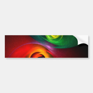 Rood Groen Yin Yang Modern Abstract Kunstpatroon # Bumpersticker