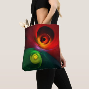 Rood Groen Yin Yang Modern Abstract Kunstpatroon # Draagtas