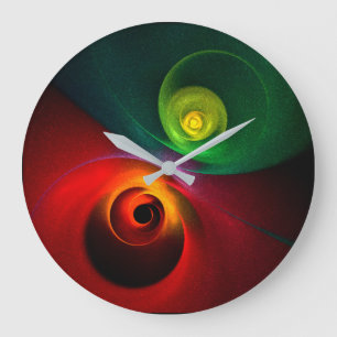 Rood Groen Yin Yang Modern Abstract Kunstpatroon # Grote Klok
