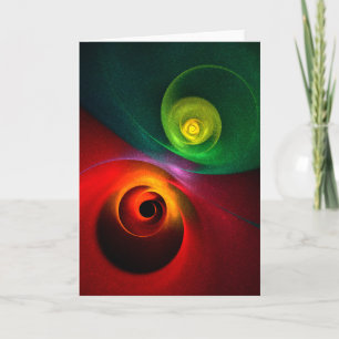 Rood Groen Yin Yang Modern Abstract Kunstpatroon # Kaart