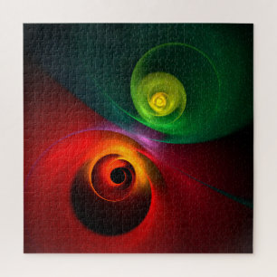 Rood Groen Yin Yang Modern Abstract Kunstpatroon # Legpuzzel