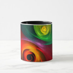 Rood Groen Yin Yang Modern Abstract Kunstpatroon # Mok