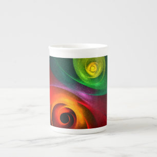 Rood Groen Yin Yang Modern Abstract Kunstpatroon # Porselein Kop