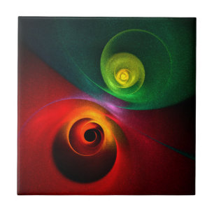Rood Groen Yin Yang Modern Abstract Kunstpatroon # Tegeltje