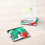 Rood, groen, zwart en wit marmer fluid Art Bier Onderzetter (Rechterzijde)