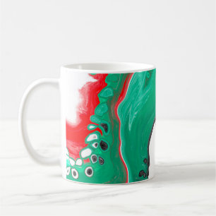 Rood, groen, zwart en wit marmer fluid Art Koffiemok