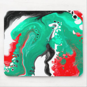 Rood, groen, zwart en wit marmer fluid Art Muismat