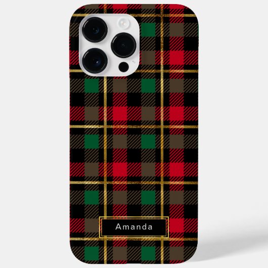 Rood, Groen, Zwart & Goud Kerstmis Plaid Case-Mate iPhone Case (Achterkant)