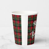Rood, Groen, Zwart & Goud Kerstmis Plaid Papieren Bekers (Rechts)