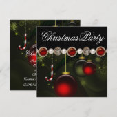 Rood Groen Zwart Goud Ornamenten Kerstfeest Kaart (Voorkant / Achterkant)