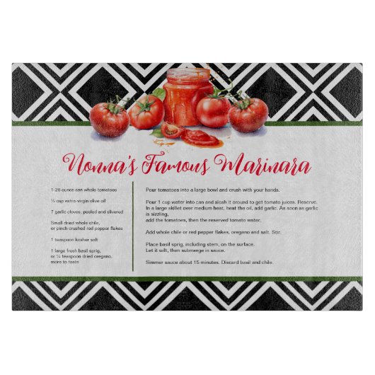 Rood Groen Zwart Italiaans Oma Custom Recept Snijplank (Voorkant)