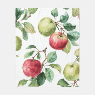 Rood Groene Appelvrucht Patroon Waterverf Rustiek Fleece Deken